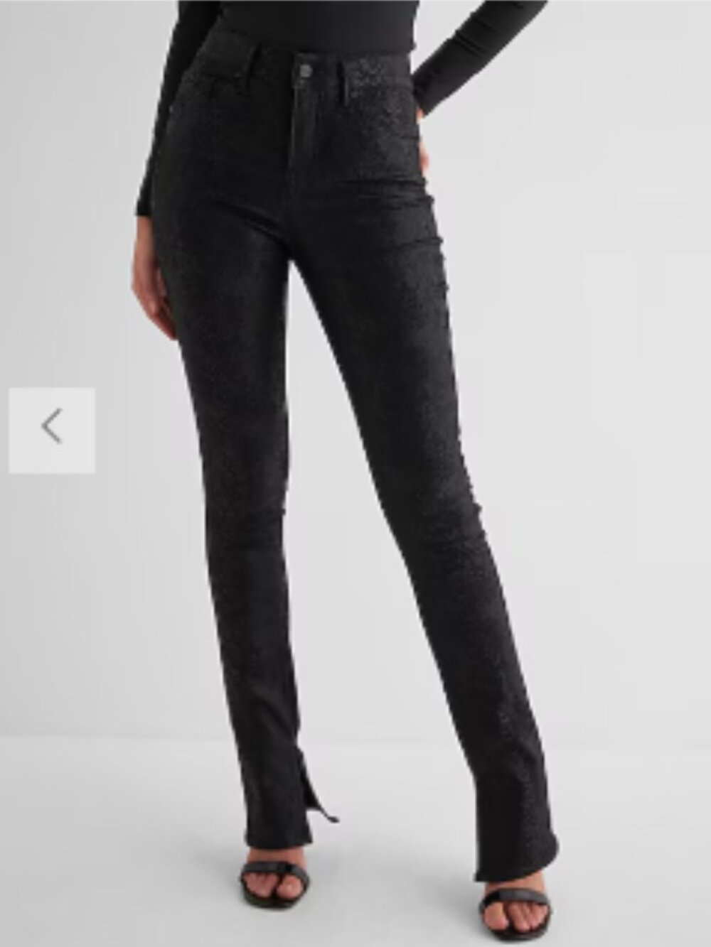 Express Mid Rise Black Coated Snakeskin Skyscraper Jeans